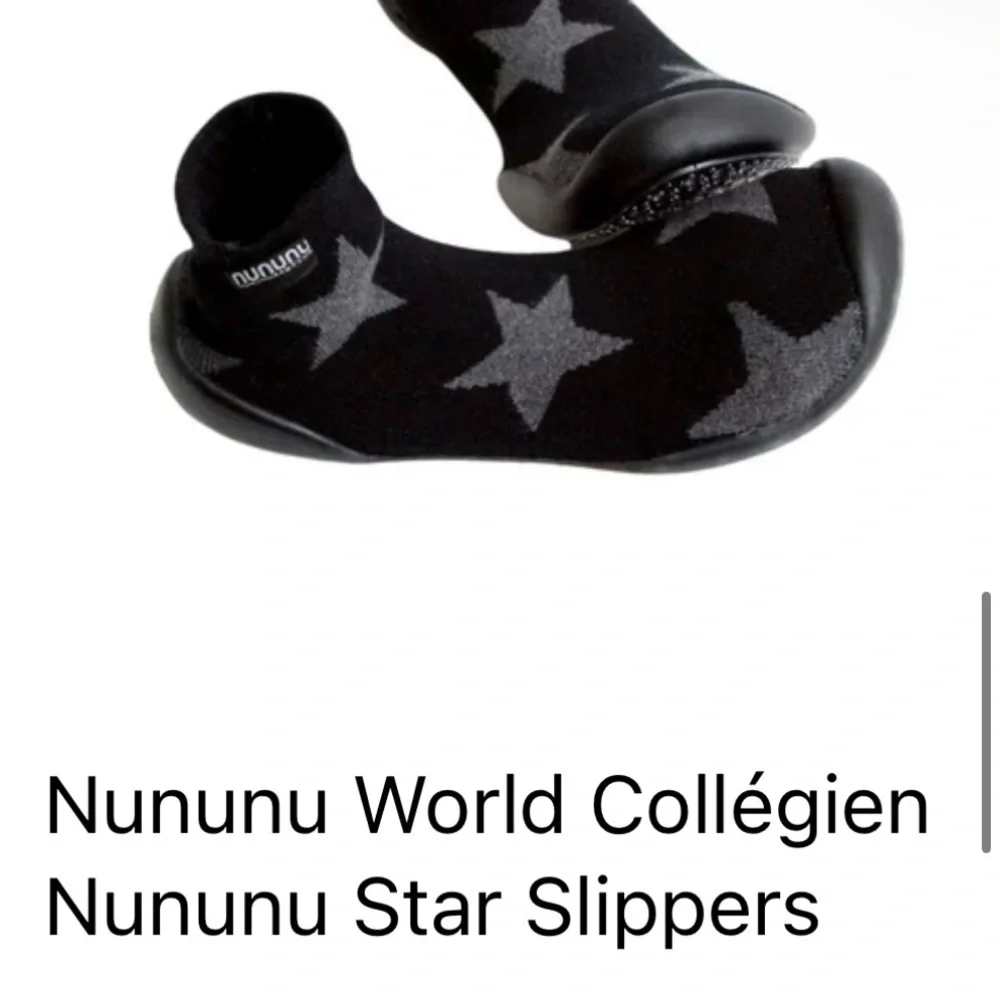 nununu Black and Gray Star Kids Collegien slippers Shoes euro 34 - 35